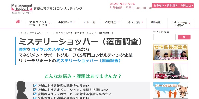 マネジメントサポートグループ公式HPキャプチャ画像